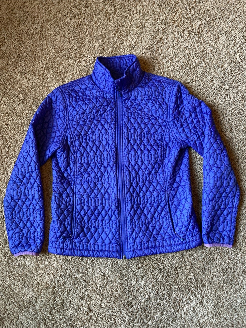 Lands End Quilted Puffer Primaloft Jacket Coat Womens Small (6-8) Purple Light